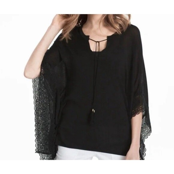 White house black market women V neck pullover sweater butterfly poncho size S - Picture 2 of 11